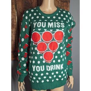 Ugly Christmas Sweater Beer Pong XL Red Solo Cups